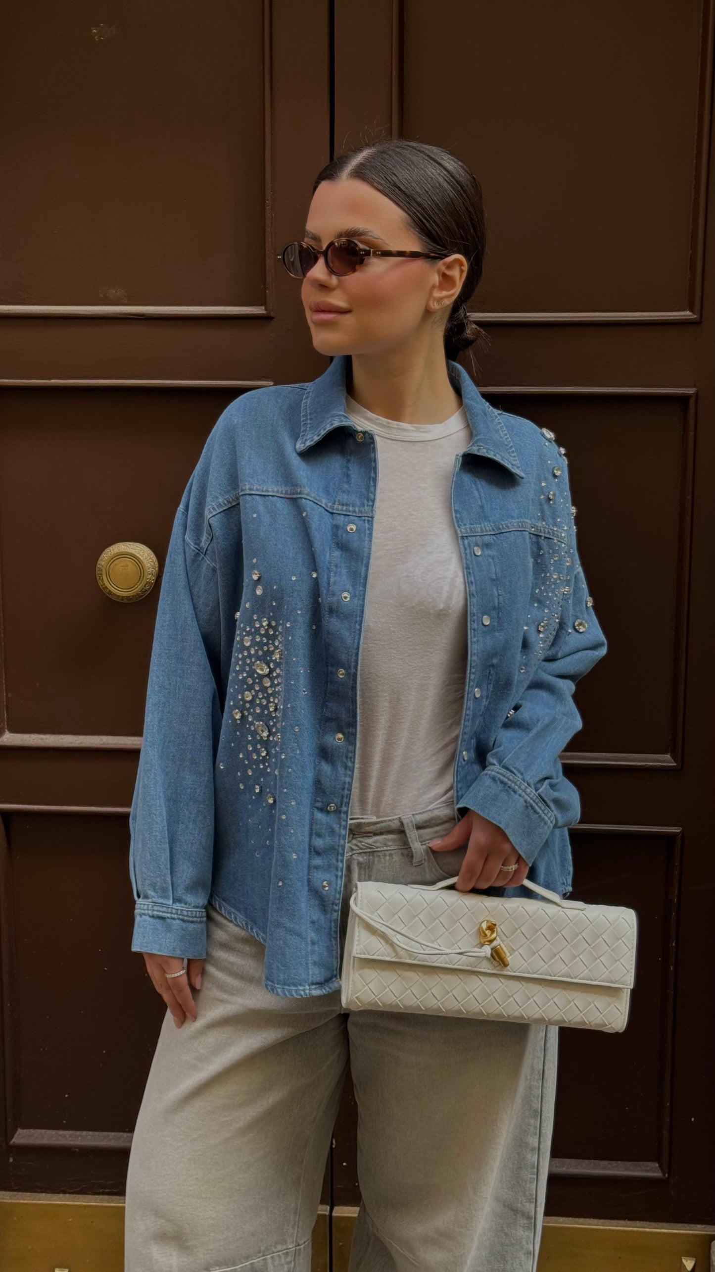 Camicia denim strass