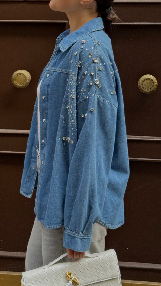 Camicia denim strass