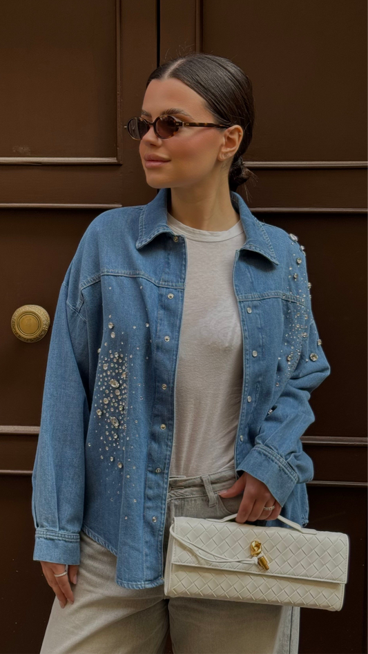 Camicia denim strass